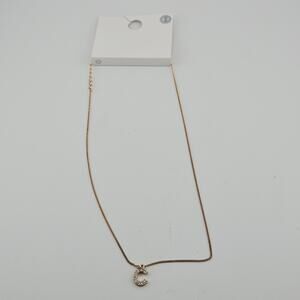 Forever 21 Gold Tone Rhinestone C Initial Charm Necklace Contemporary Minimalist